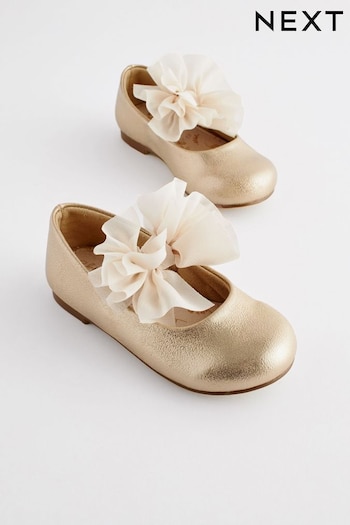 Gold Wide Fit (G) Bridesmaid Bow Mary Jane Occasion Shoes cadence (889458) | £20 - £22