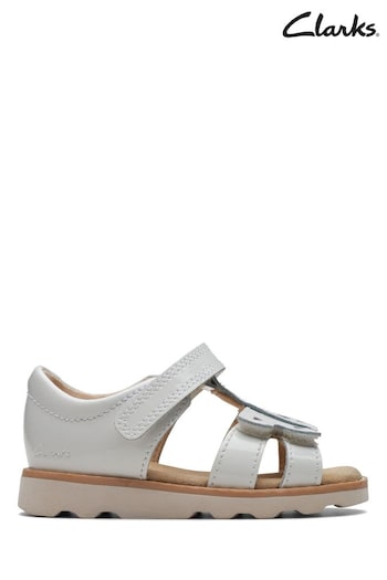 Clarks White Patent Crown Beat T Sandals (889489) | £36