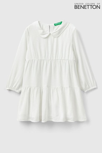 Benetton Tiered Textured White Dress (889614) | £42.95