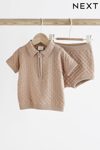 Mink Brown Knitted Top and Bloomer Short Baby Set (0mths-2yrs) (889733) | £17 - £19