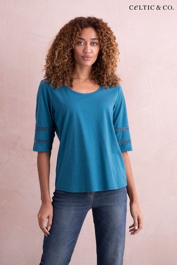 Celtic & Co. Blue  Sleeve Detail Jersey Top (889741) | £59