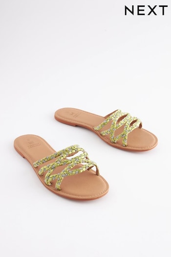 Lime Green Regular/Wide Fit Forever Comfort® Raffia Jewelled Mules (889766) | £25