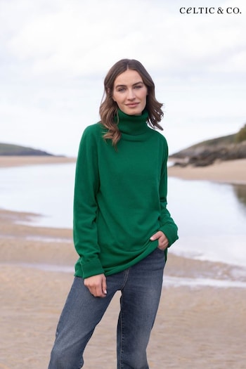 Celtic & Co. Green Geelong Slouch Roll Neck Jumper (890098) | £135