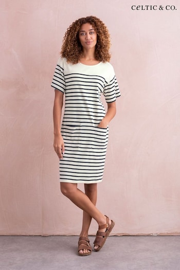 Celtic & Co. Organic Cotton Jersey Knee Length White Dress (890154) | £72