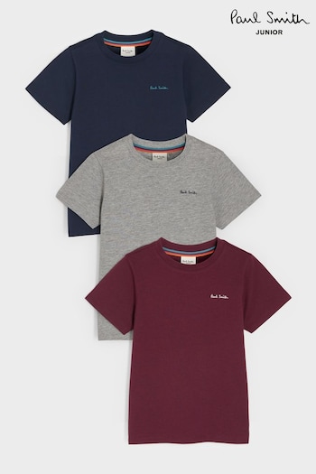 Paul Smith Junior Footbed Signature T-Shirts Set 3 Pack (890493) | £32