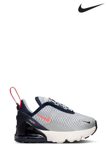 Nike sunrise Grey/Red Air Max 270 Infant Trainers (890540) | £60