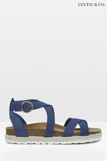 Celtic & Co. Blue Wrap Around Strap Lochmuster Sandals (890741) | £69