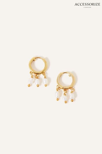 Accessorize Cream Pearl Huggie Hoops Earrings (890921) | £18