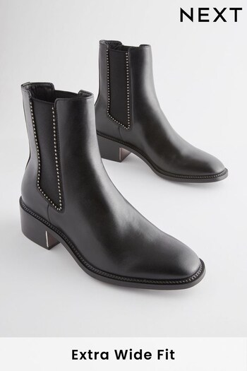 Black Extra Wide Fit Forever Comfort® Chelsea Studded Ankle Boots (891319) | £46