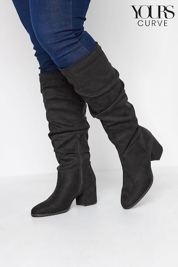 Yours Curve Black Extra Wide Fit Knee Slouch tear Boots (891638) | £50