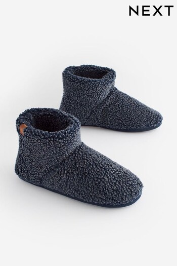 Navy Blue Borg Slipper Boots (891926) | £24