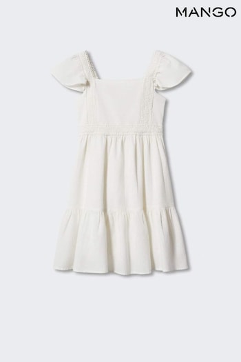 Mango Cream Embroidered Detail Dress (892255) | £28