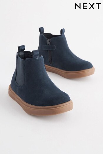 Navy Wide Fit (G) Chelsea carbono Boots with Zip Fastening (892362) | £24 - £29