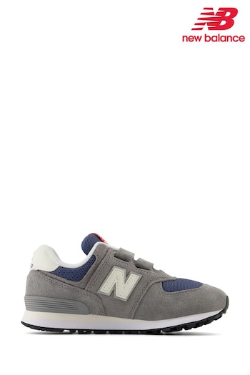 New Balance Grey turquoise 574 Hook and Loop Trainers (892444) | £60