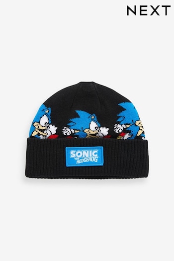 Black Sonic License Knitted Beanie Hat (3-16yrs) (892562) | £12 - £15