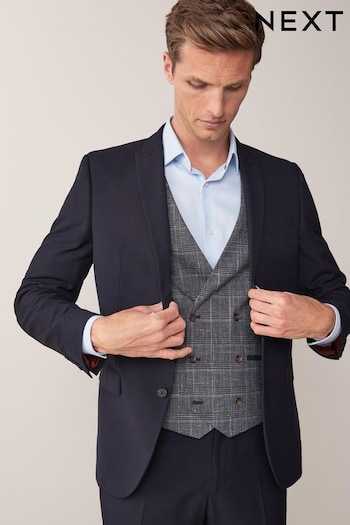 Navy Blue Skinny Two Button Suit Jacket (892625) | £60