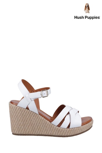 Hush Puppies Phoebe Wedge White woven-leather Sandals (892837) | £90