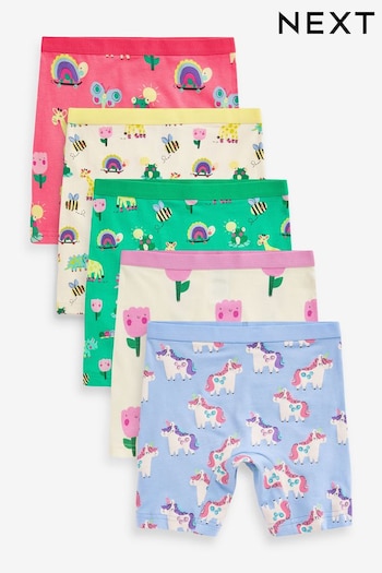 Pink Unicorn Long Leg Shorts 5 Pack (2-16yrs) (893195) | £13 - £19