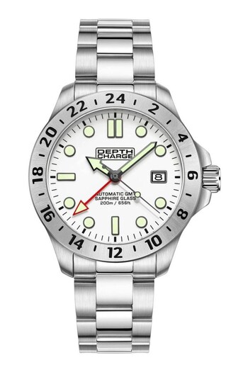 Depth Charge Gents Silver Tone GMT Utilitarian Watch (893392) | £235
