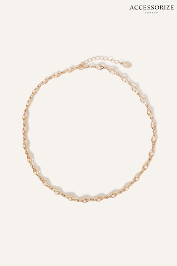 Accessorize Cream Pearl Detail Chain Necklace (893394) | £14
