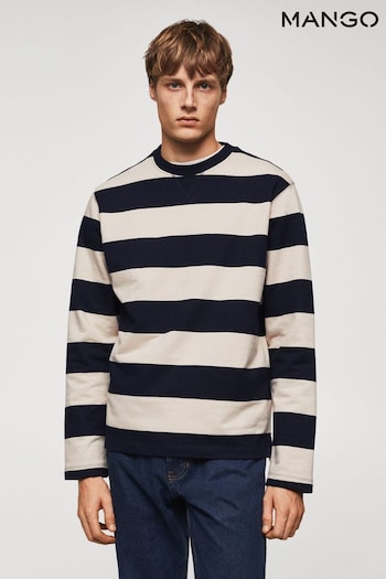 Mango Blue Striped Cotton Blend Sweatshirt (893505) | £18