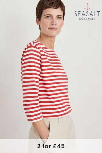 Seasalt Cornwall Red Striped Sailor Top (893514) | £30