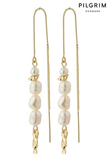 PILGRIM Gold Berthe Dangle Pearl Earrings (893785) | £28