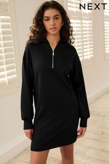 Black Slinky Zip Neck Mini Dress (893876) | £38