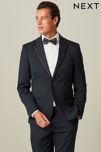 Navy Blue Skinny Fit Tuxedo Suit Jacket (894034) | £64