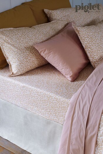 Piglet in Bed Butterscotch Floral Set of 2 100% Cotton Pillowcases (894084) | £35