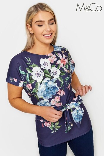 M&Co Blue Tie Detail Top (894148) | £29