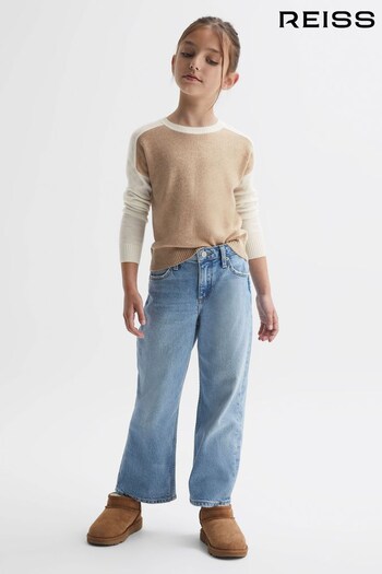 Reiss Camel Audrey Senior Colourblock Crew Neck Jumper (894538) | £37