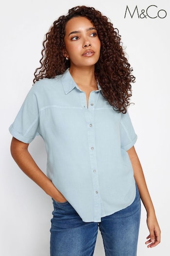 M&Co Blue Chambray Short Sleeve Shirt (894632) | £27