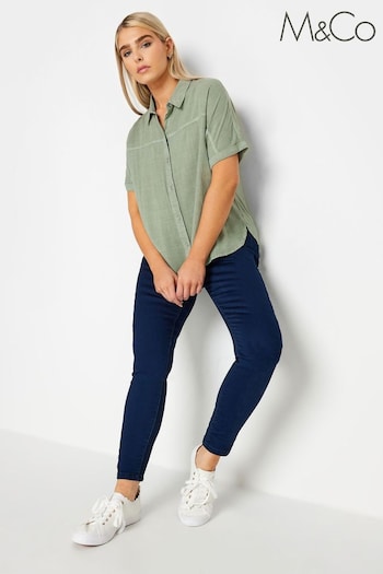 M&Co Green Chambray Short Sleeve Shirt (894782) | £27