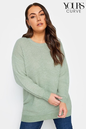 Yours Curve Sage Green Essential Knitted Jumper (894803) | £22