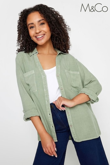 M&Co Green Petite Button Up Shirt (895019) | £29