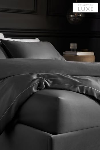 Charcoal Grey 300 Thread Count Collection Luxe Extra Deep Fitted Sheet (895464) | £25 - £40