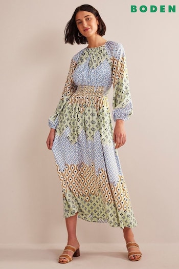 Boden Blue Smocked Waist Raglan Maxi Dress (895472) | £240