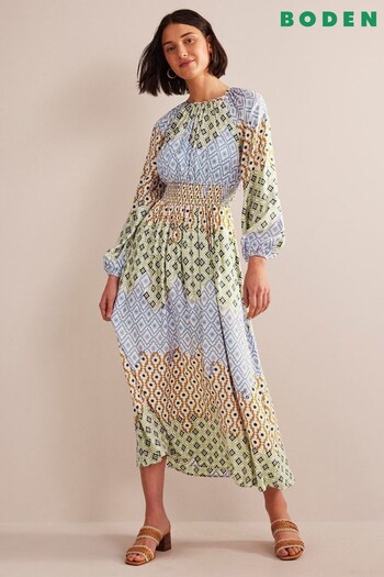 Boden Blue Smocked Waist Raglan Maxi Dress (895472) | £240