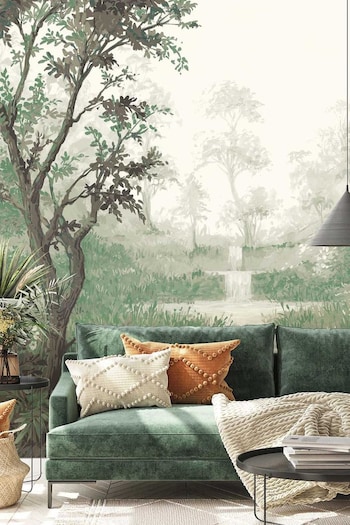 Woodchip & Magnolia Green Nidra Mural Wallpaper (896134) | £295
