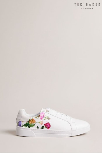 Ted Baker Artel Printed Floral Cupsole White Trainers (896167) | £110