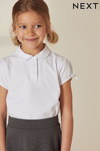 White Cotton Stretch Bow Sleeve Jersey Top (3-16yrs) (896512) | £5 - £11