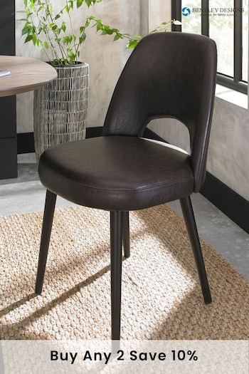 Bentley Designs Set of 2 Brown Vintage Weathered Oak Upholstered Chairs (896782) | £360