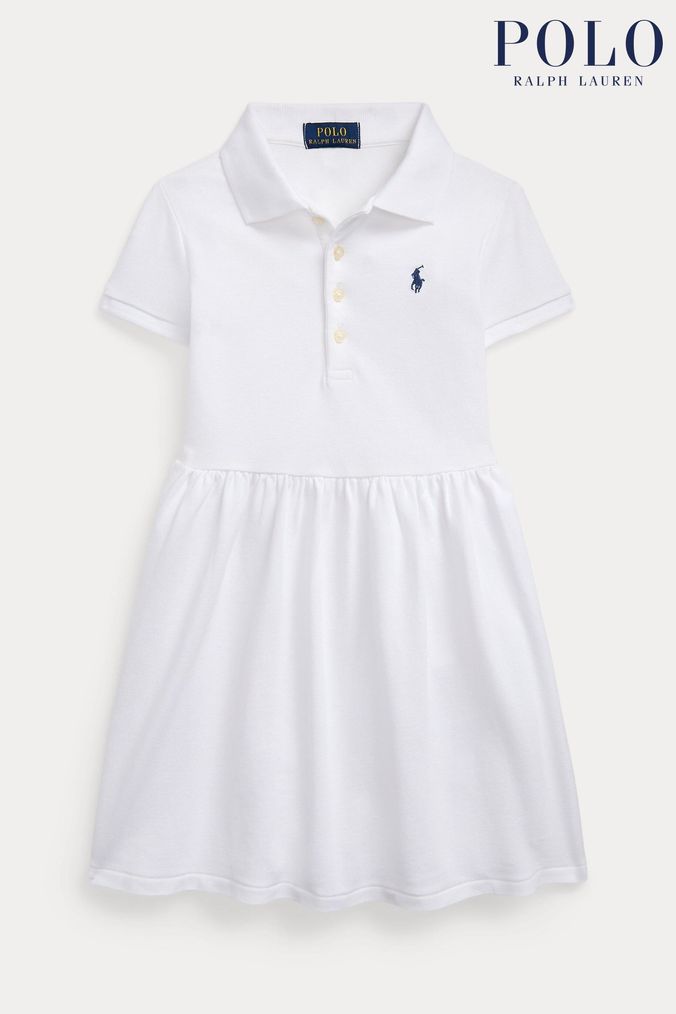 BOSS Kidswear stretch-cotton polo dress - White