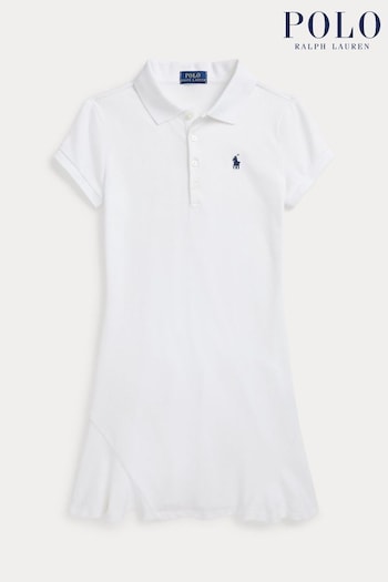 Polo tkim Ralph Lauren Girls White Polo tkim Dress (897203) | £115