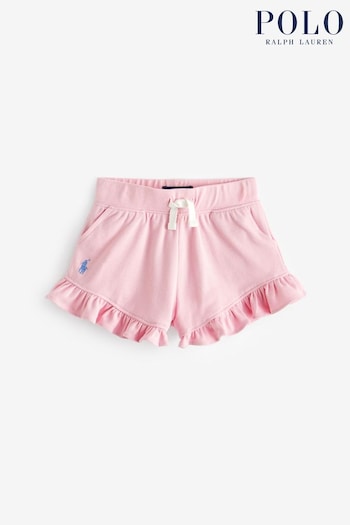 Polo Ralph Lauren Girls Pink Ruffled Stretch Mesh Shorts (897270) | £75