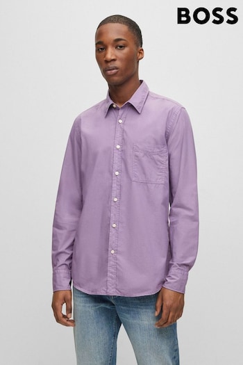 BOSS Purple Regular Fit Shirt in Organic Cotton Poplin (897544) | £79