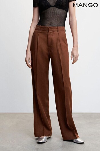 Mango Straight Linen-Blend Trousers (897565) | £50