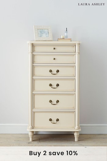 Laura Ashley Ivory Clifton 6 Drawer Tall Chest (897604) | £845