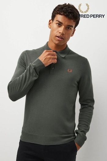 Fred Perry Knitted Long Sleeve Polo Shirt (897934) | £140
